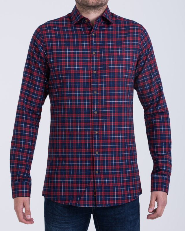 2t Slim Fit Long Sleeve Tall Shirt (red/navy check)