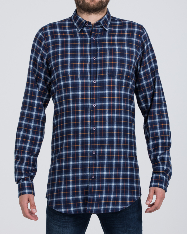 2t Slim Fit Long Sleeve Tall Checked Shirt (sapphire)