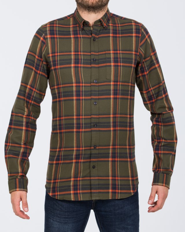 2t Slim Fit Tall Checked Shirt (olive)