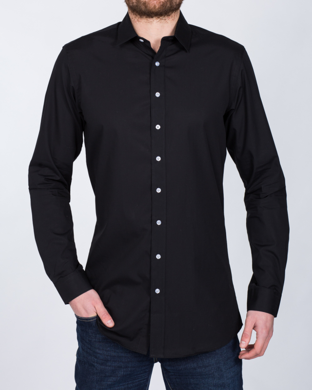 2t Essentials Slim Fit Tall Shirt (black w/ white buttons)