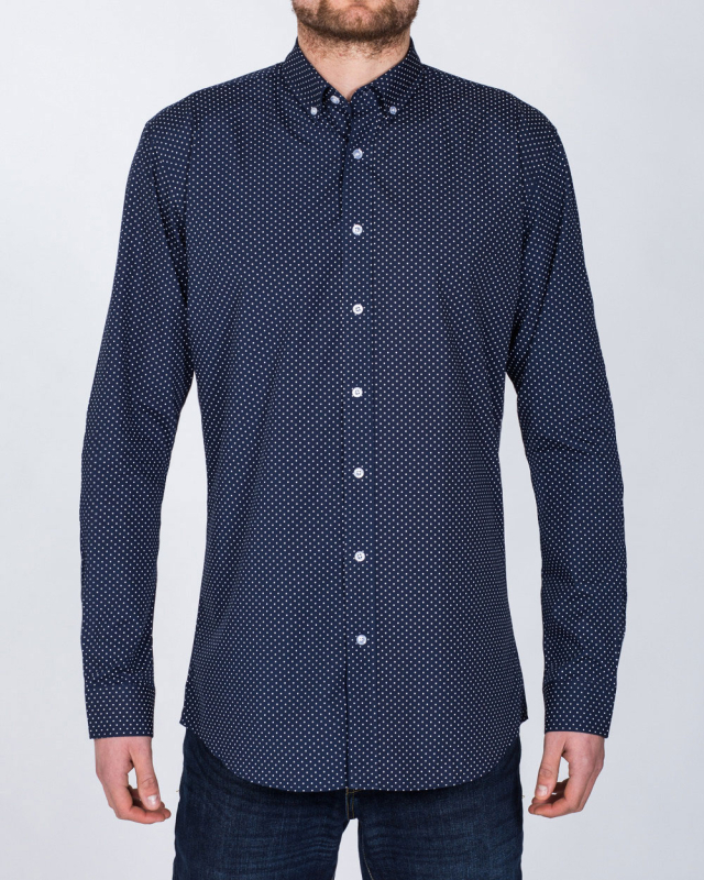 2t Regular Fit Long Sleeve Tall Shirt (navy dot)