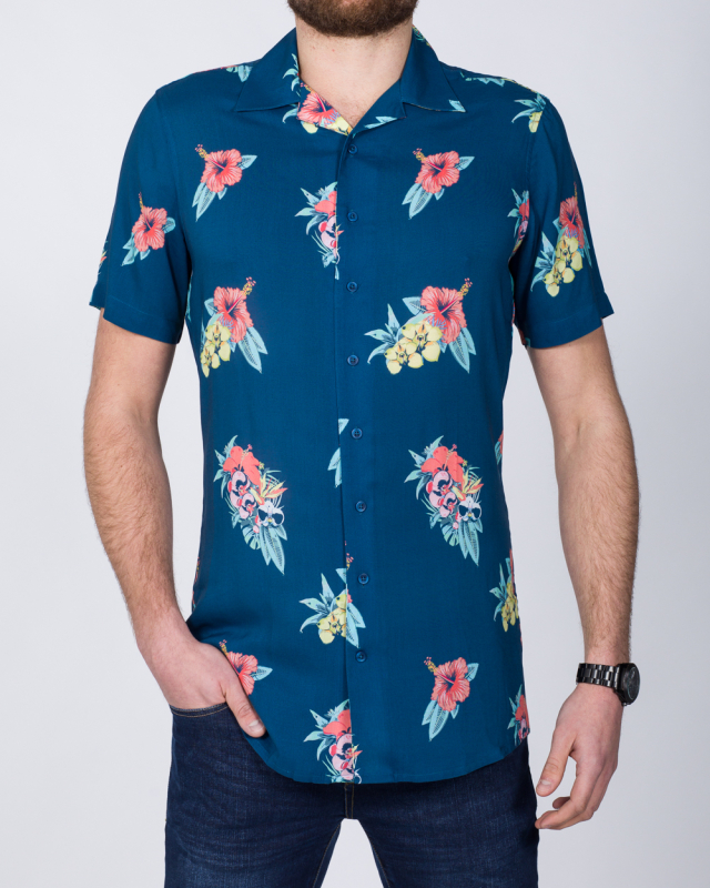 2t Short Sleeve Tall Shirt (indigo floral)