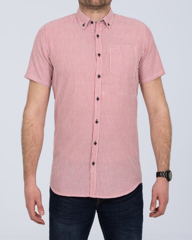 2t Short Sleeve Tall Striped Shirt (coral)