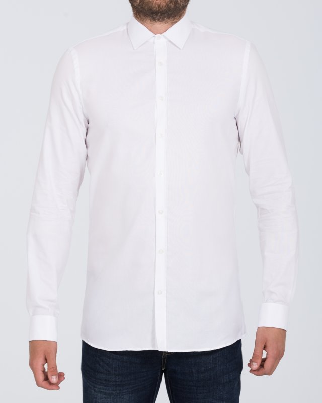 2t James Slim Fit Double Cuff Tall Shirt (white)