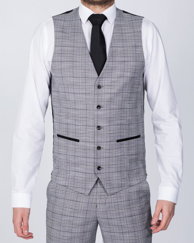 Skopes Keenan Slim Fit Tall Suit Waistcoat (silver/grey check)