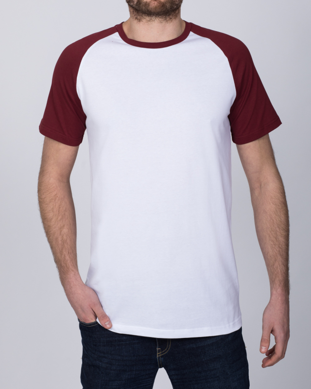 2t Raglan Tall T-Shirt (white/burgundy)