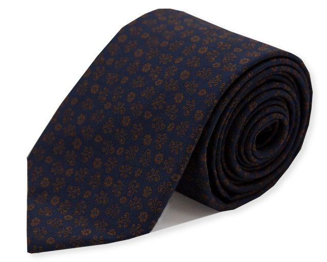 Double Two Extra Long Floral Tie (navy/brown)