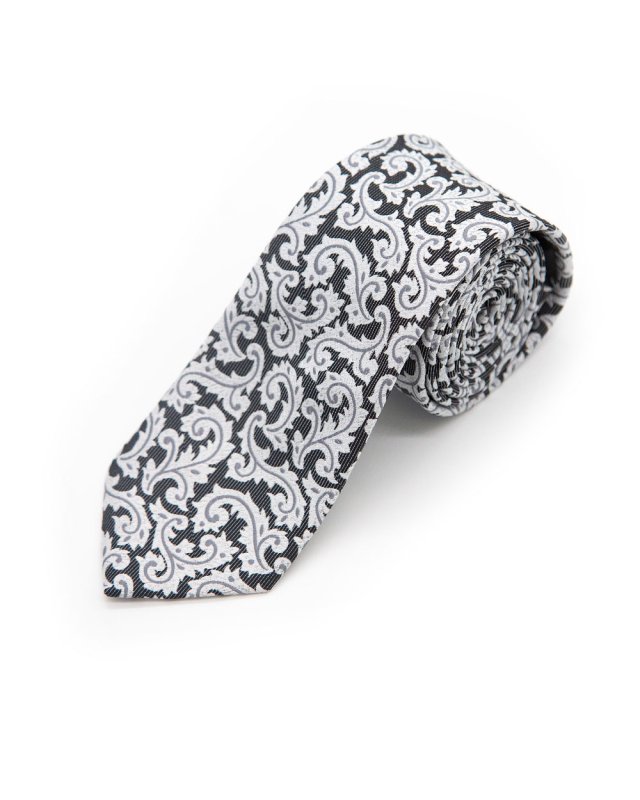 Double Two Extra Long Paisley Tie (black)