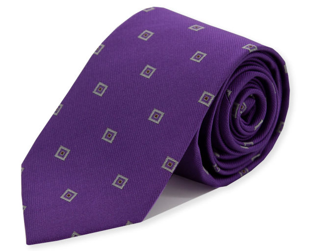 Double Two Silk Extra Long Printed Tie (purple)