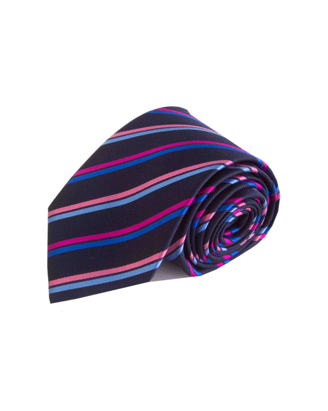 Double Two Silk Extra Long Striped Tie (pink)
