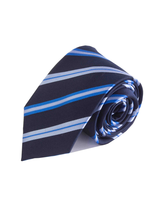 Double Two Silk Extra Long Striped Tie (navy/blue)