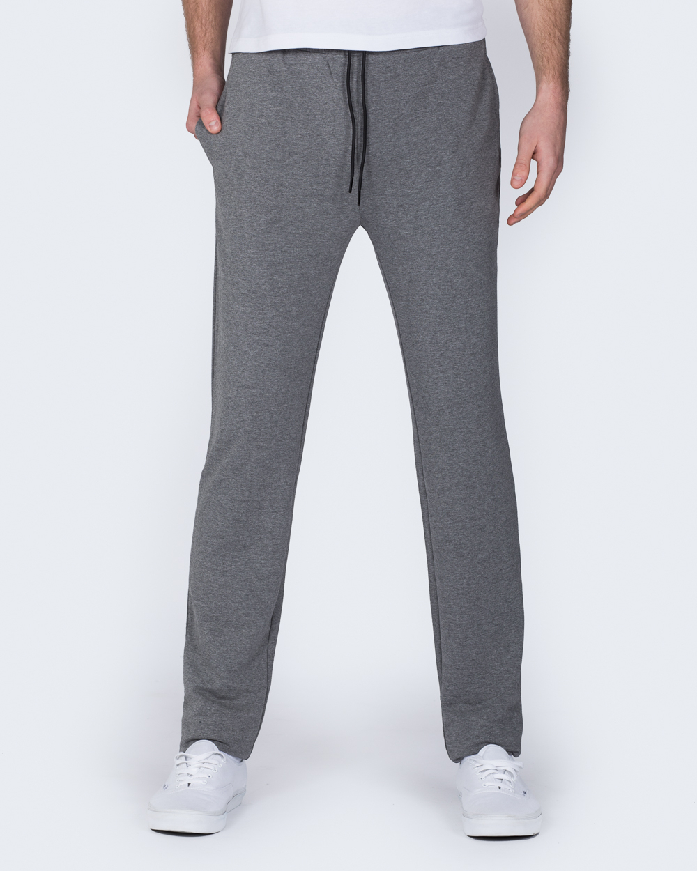 2t Slim Fit Open Hem Joggers (charcoal) | Extra Tall Mens Clothing