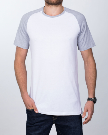 2t Raglan Tall T-Shirt (white/grey) | 2tall.com