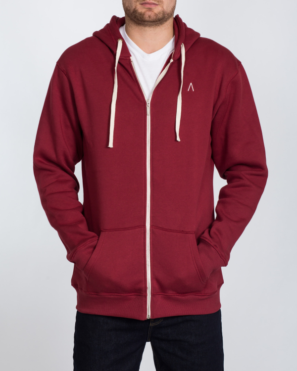 2t Zip Up Tall Hoodie (deep red) | Extra Tall Mens Clothing