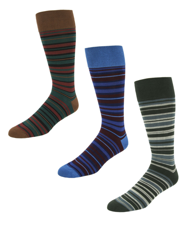 Oddball Marshall Multi Stripe Socks 3 Pack | Extra Tall Mens Clothing