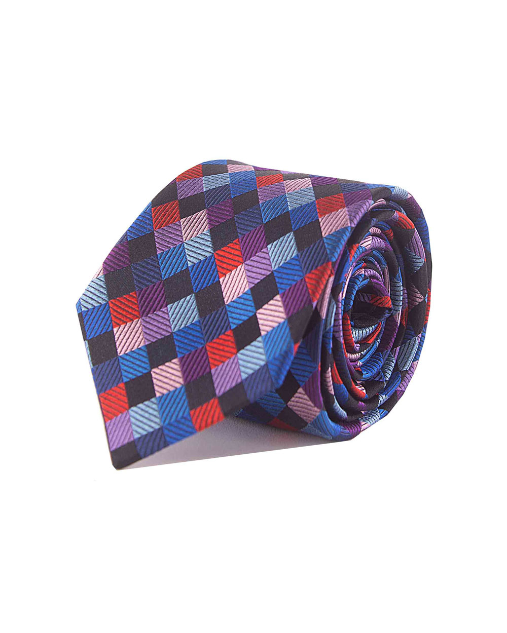 Double Two Silk Extra Long Harlequin Tie (navy/purple)