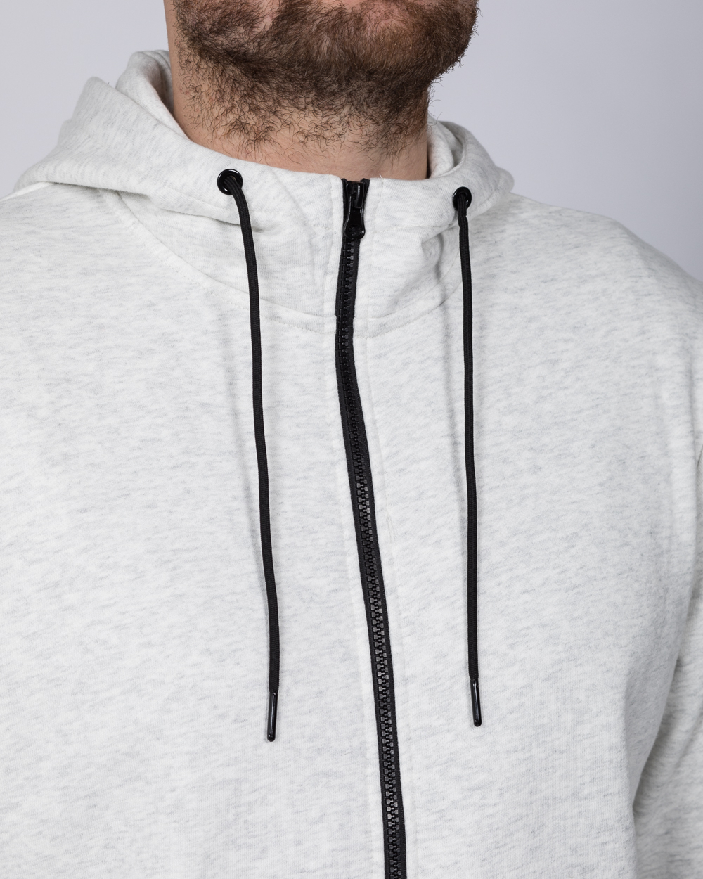 2t Zip Up Tall Active Hoodie (white marl) | Extra Tall Mens Clothing