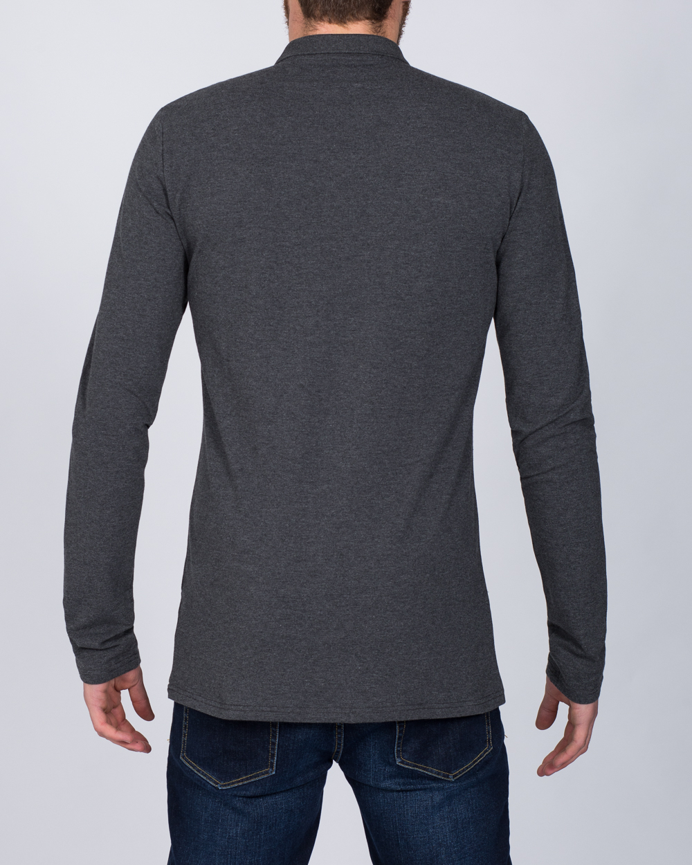 2t Slim Fit Long Sleeve Polo Shirt (charcoal) | 2tall.com