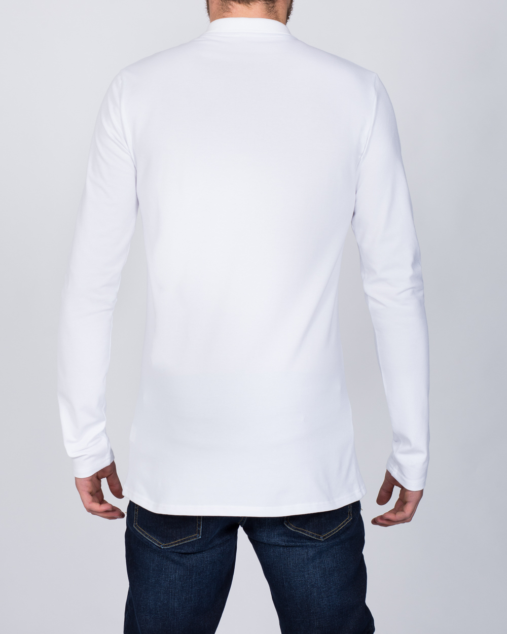 2t Slim Fit Long Sleeve Polo Shirt (white) | 2tall.com