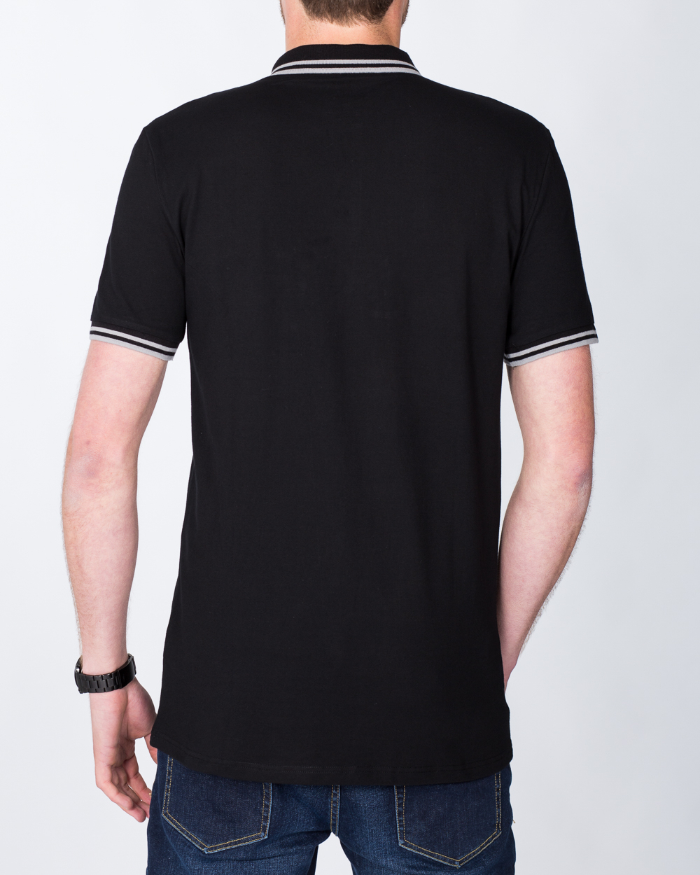 2t Slim Tall Tipped Polo Shirt (black) | 2tall.com