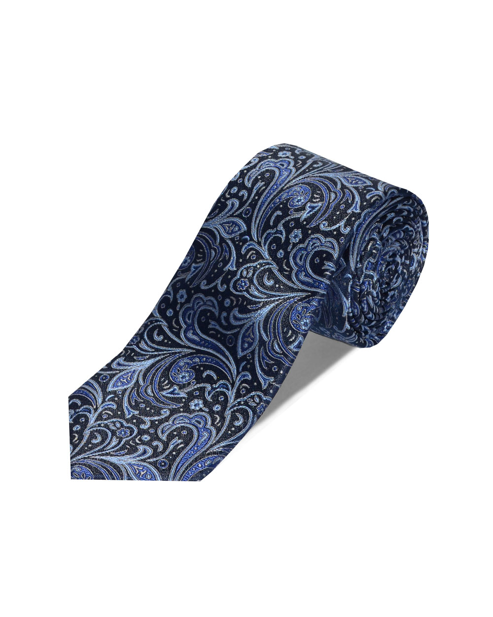 Double Two Extra Long Paisley Tie (navy)
