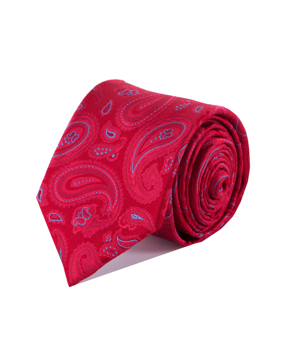 Double Two Extra Long Paisley Silk Tie (red)