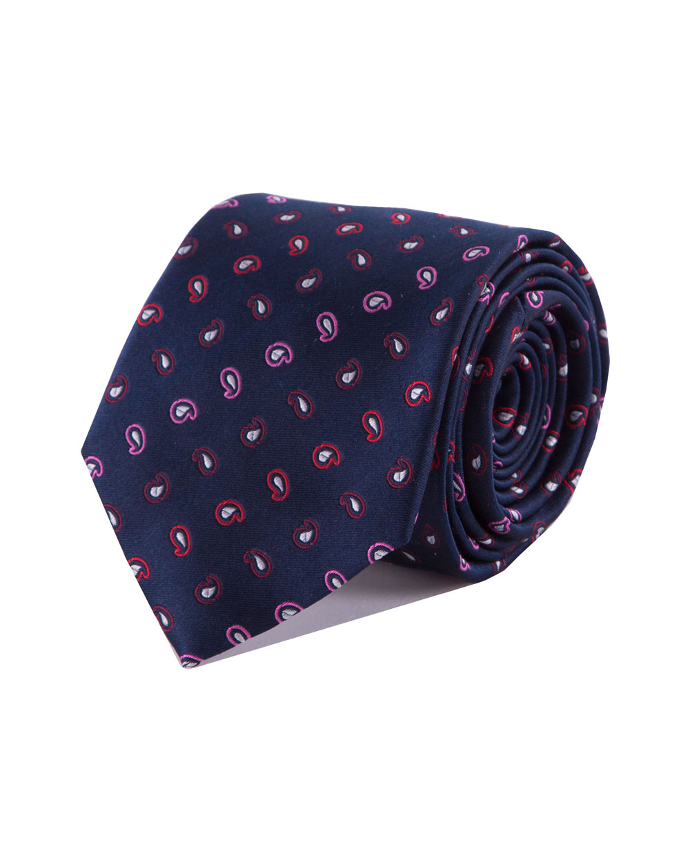 Double Two Extra Long Patterned Silk Tie (navy/red)
