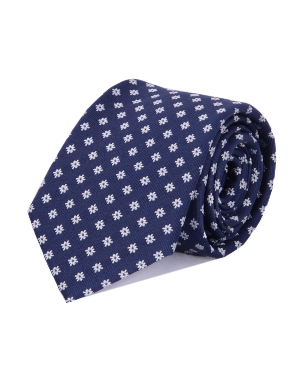 Double Two Extra Long Patterned Silk Tie (navy/silver)