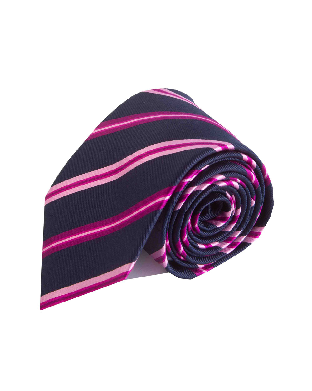 Double Two Silk Extra Long Striped Tie (navy/pink)