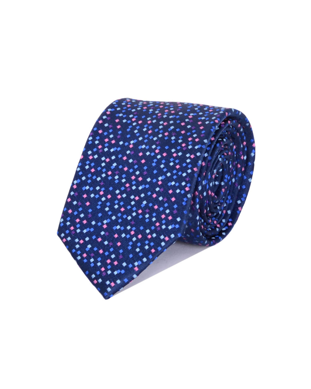 Double Two Silk Extra Long Patterned Tie (navy)