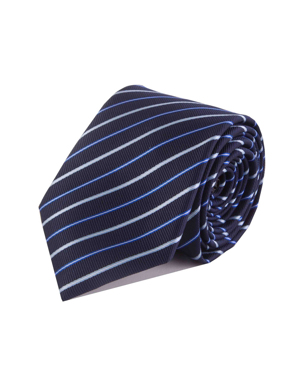 Double Two Extra Long Striped Tie (navy/sky)