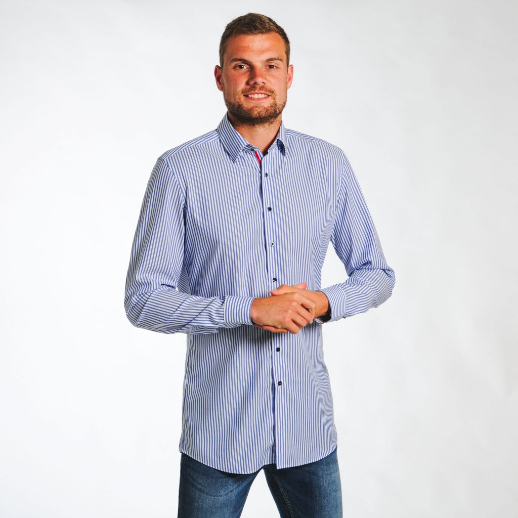 Eterna Slim Fit Tall Shirt (blue stripe)