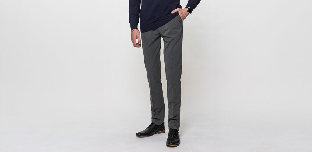 Model is 6'8"/203CM wearing the Grey coloured size W32 L36 2t Slim Fit Tall Trousers.