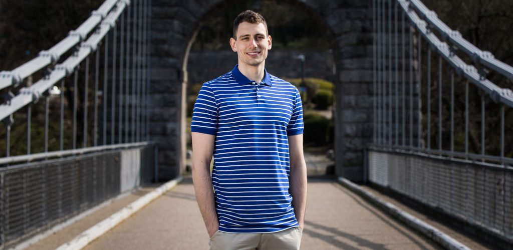 Model is 6'9"/206cm and wearing a size LT 2t Striped Blue Polo Shirt