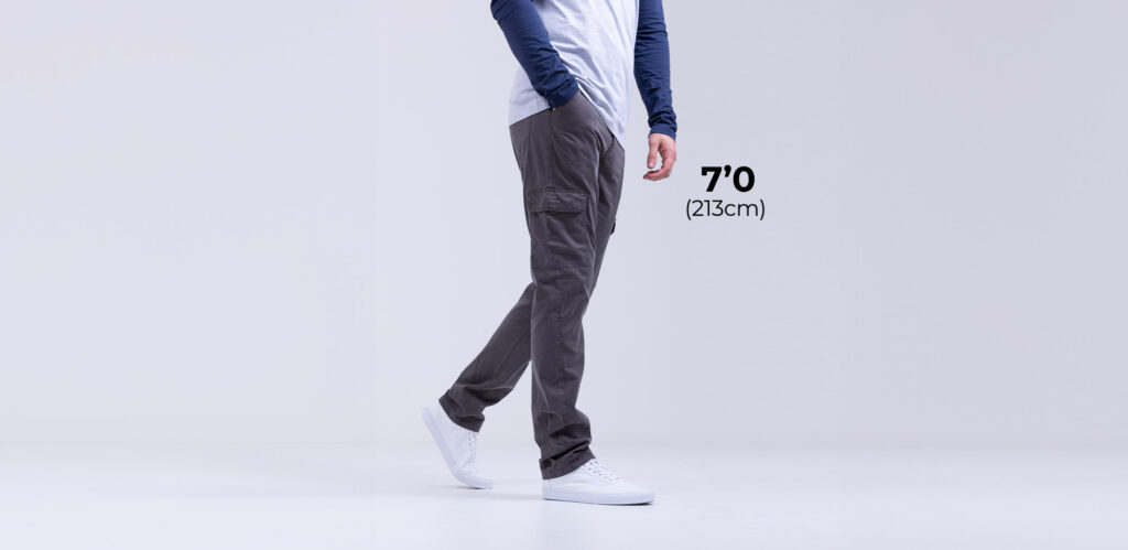 Model is 7'0"/213CM wearing Dark Grey coloured size W38 L38 2t Dylan Slim Fit Tall Cargo Trousers.